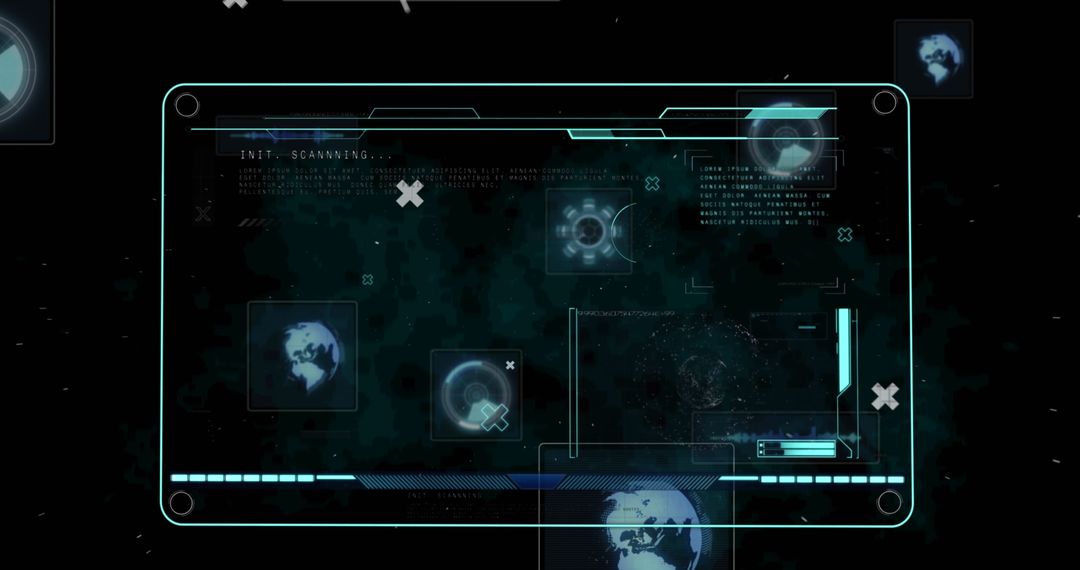 Futuristic Data Processing Display with Earth Holograms