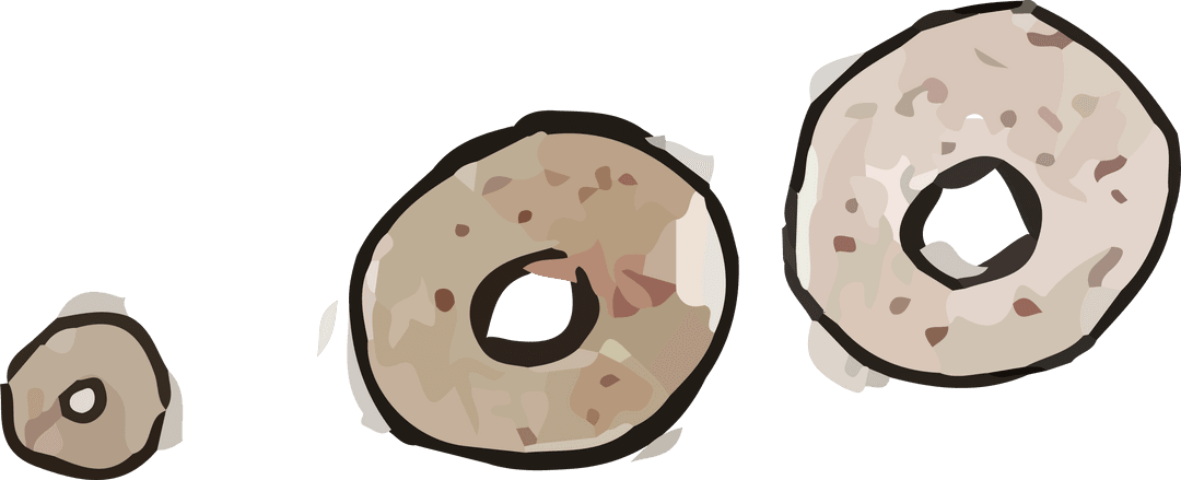 Abstract Bagel-Like Rings Floating on Transparent Background