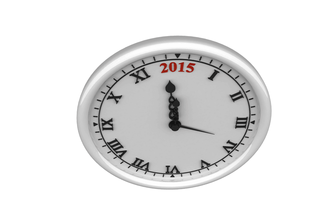 3D Clock with 2015 Countdown on Transparent Background