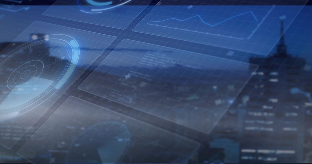 Futuristic Holographic Interface Over Urban Cityscape