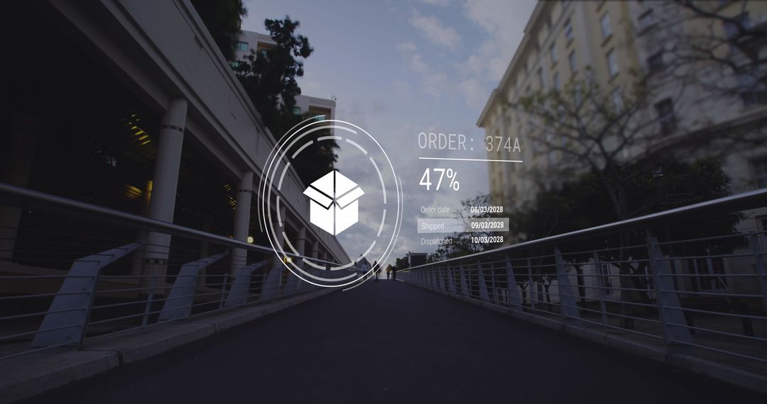 Digital Order Tracking Interface Over City Street