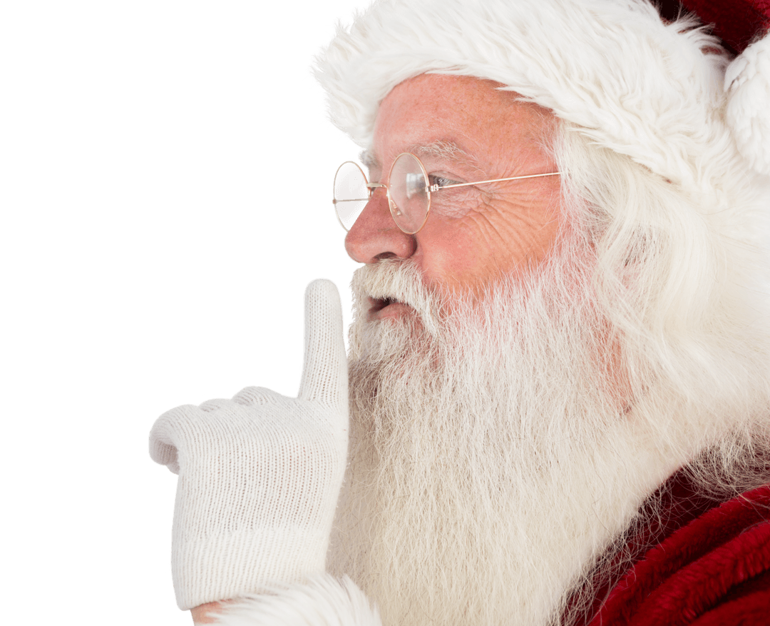 Santa Claus Gesturing Silence with White Glove in Transparent Image - Download Free Stock Images Pikwizard.com