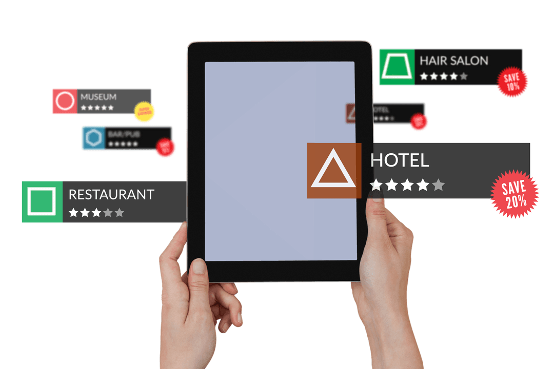 Transparent Mockup of Tablet Displaying Search Engine