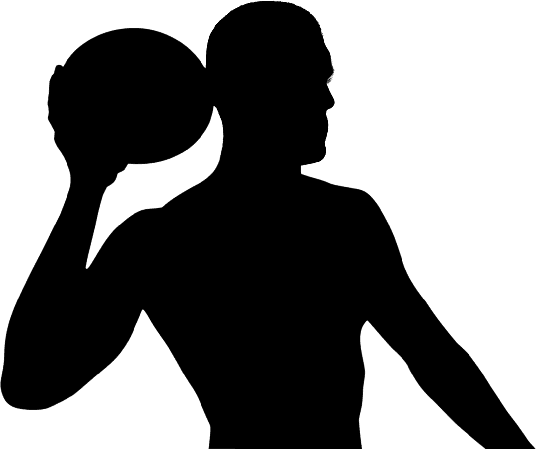 Transparent Silhouette of Rugby Player Gripping Ball