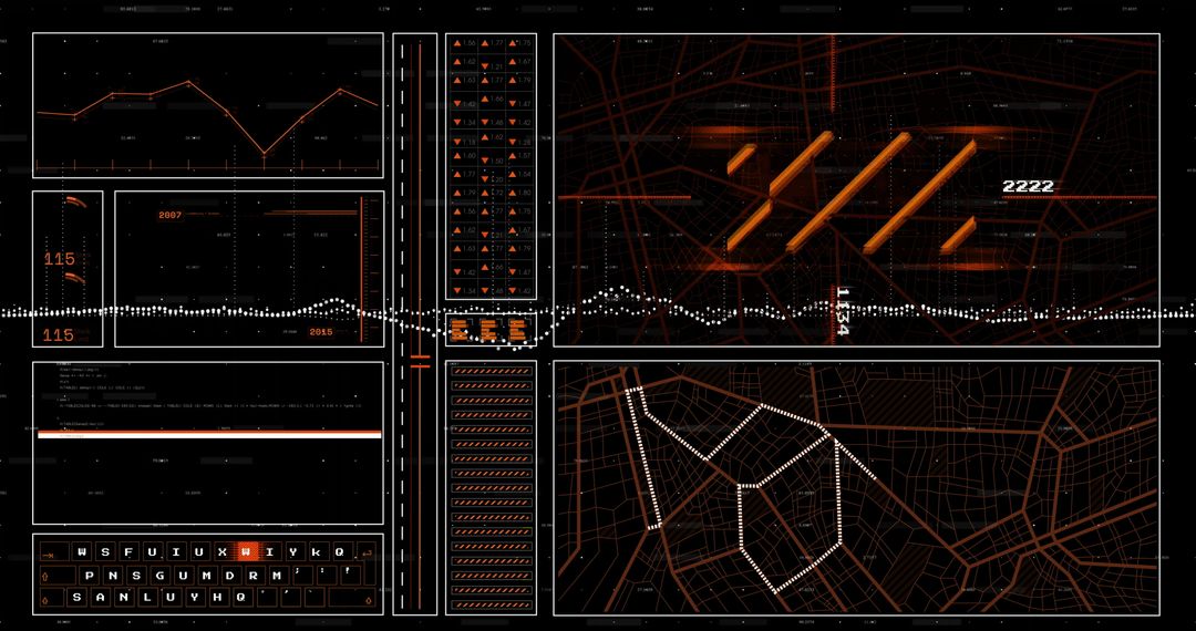 Futuristic Data Dashboard with Graphs and Maps