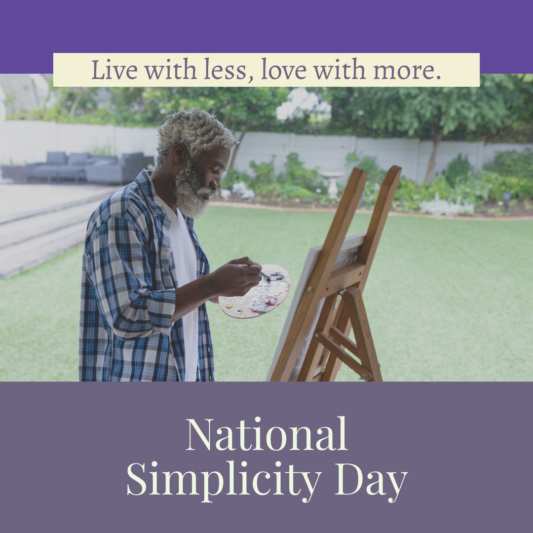Senior Man Painting Outdoors on National Simplicity Day
