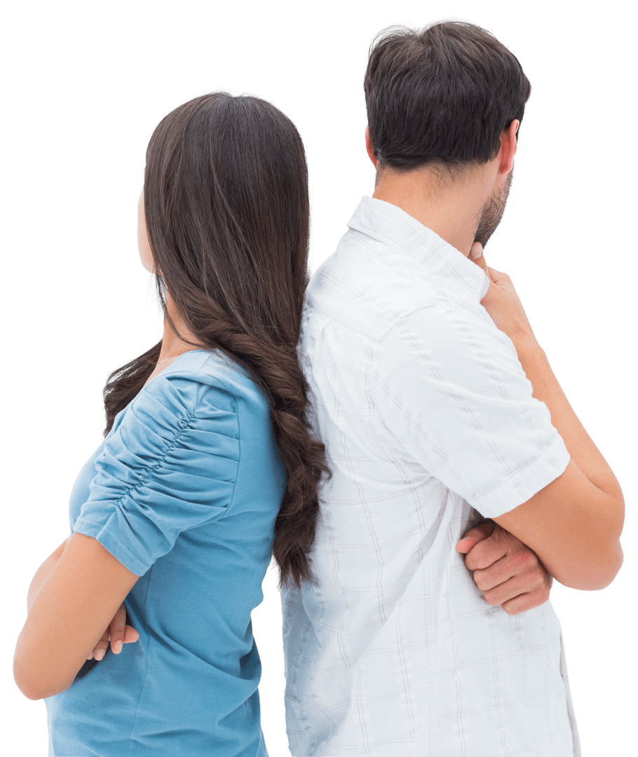 Transparent Couple Facing Away After Disagreement