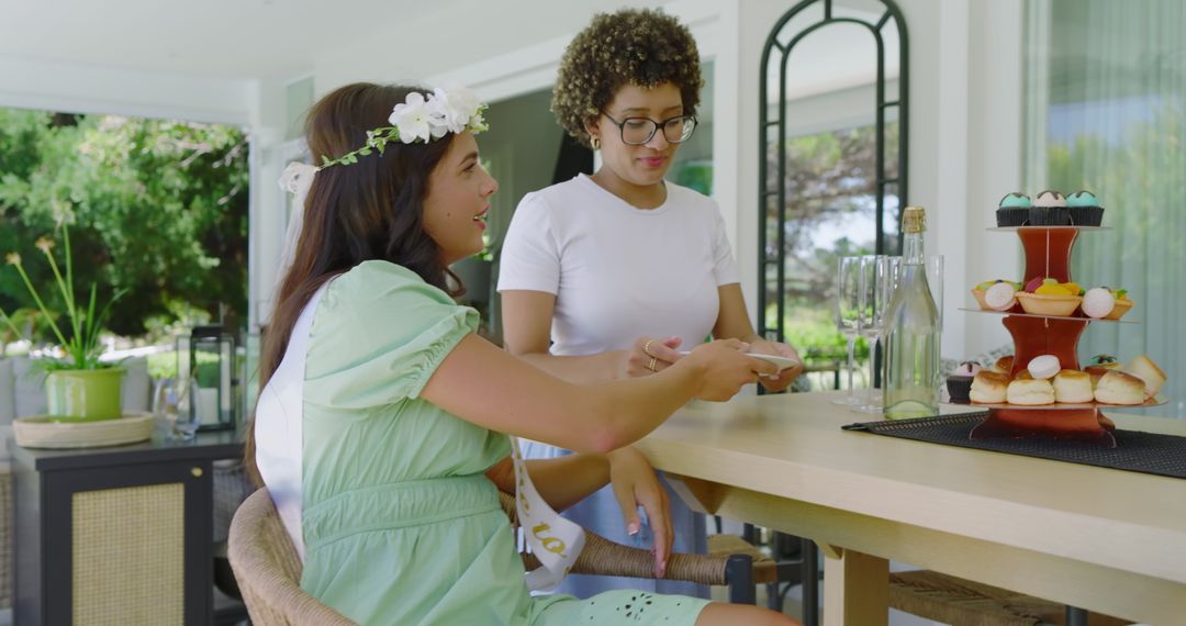 Family Brunch with Laughter and Desserts in Modern Setting