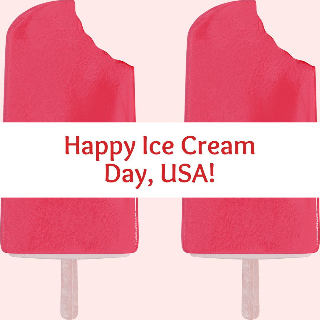 Happy Ice Cream Day USA Text Over Red Ice Cream Bars - Download Free Stock Templates Pikwizard.com
