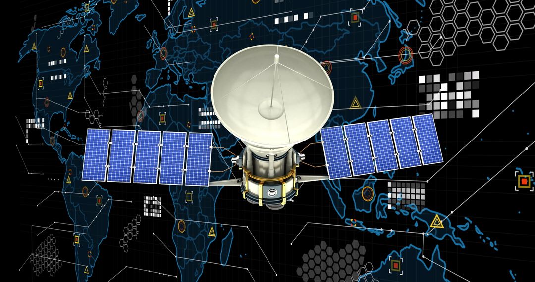 Satellite Orbiting Earth with Digital Global Connections