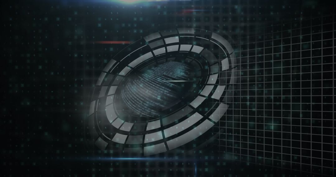 Futuristic Digital Interface with Rotating Circular Elements