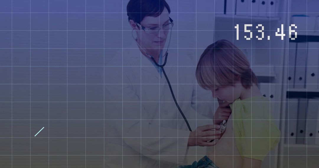 Pediatric Doctor Examining Child with Stethoscope in Clinic