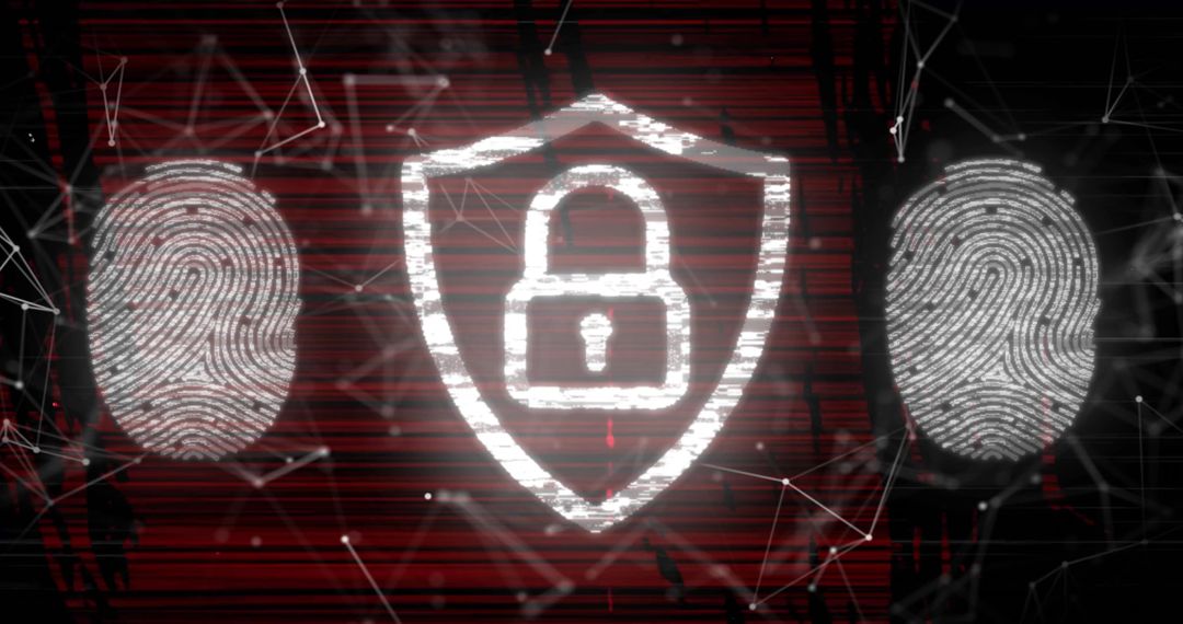 Cybersecurity Concept with Shield and Fingerprint Patterns