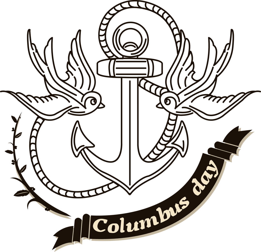 Transparent Columbus Day Logo Design with Vintage Anchor and Birds