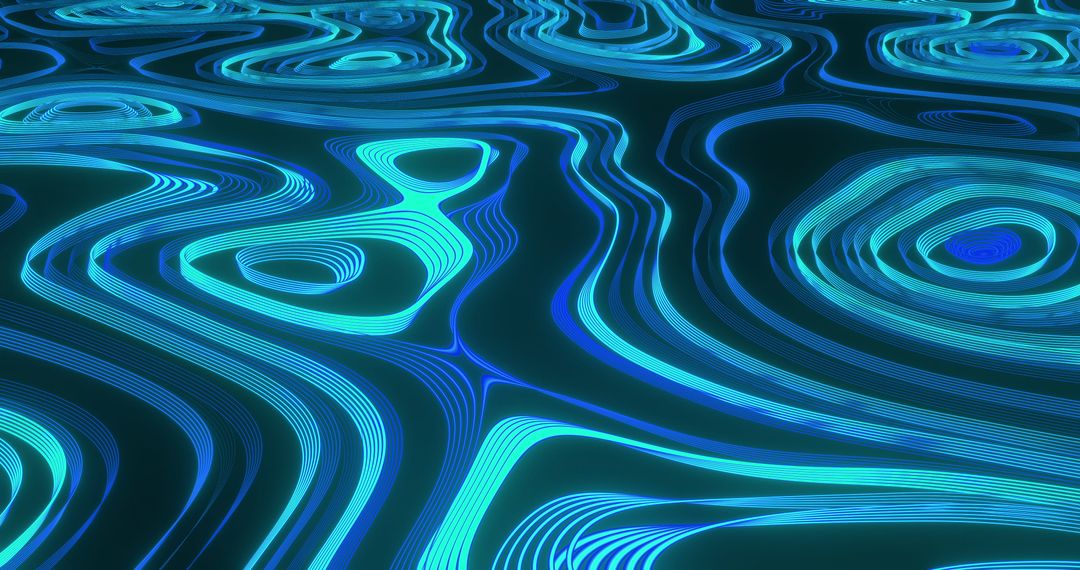 Abstract Hypnotic Blue Wavy Patterns on Dark Background