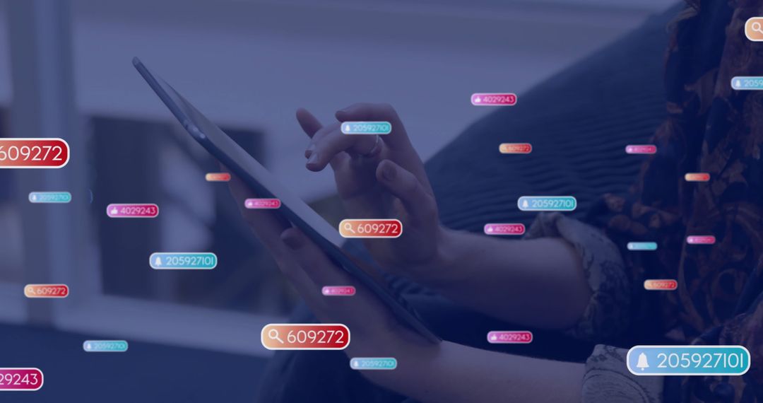 Modern Communication: Woman Using Tablet with Social Media Notifications