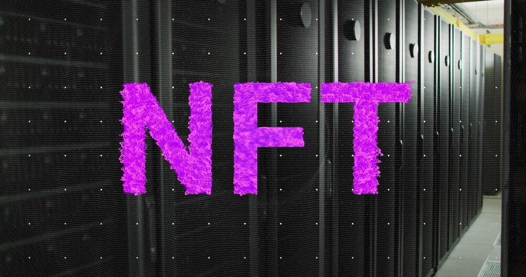 NFT Cryptocurrency Concept with Server Infrastructure Background