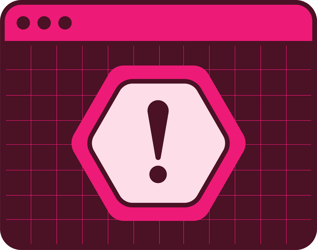 Transparent Alert Icon with Browser Interface in Pink-Magenta