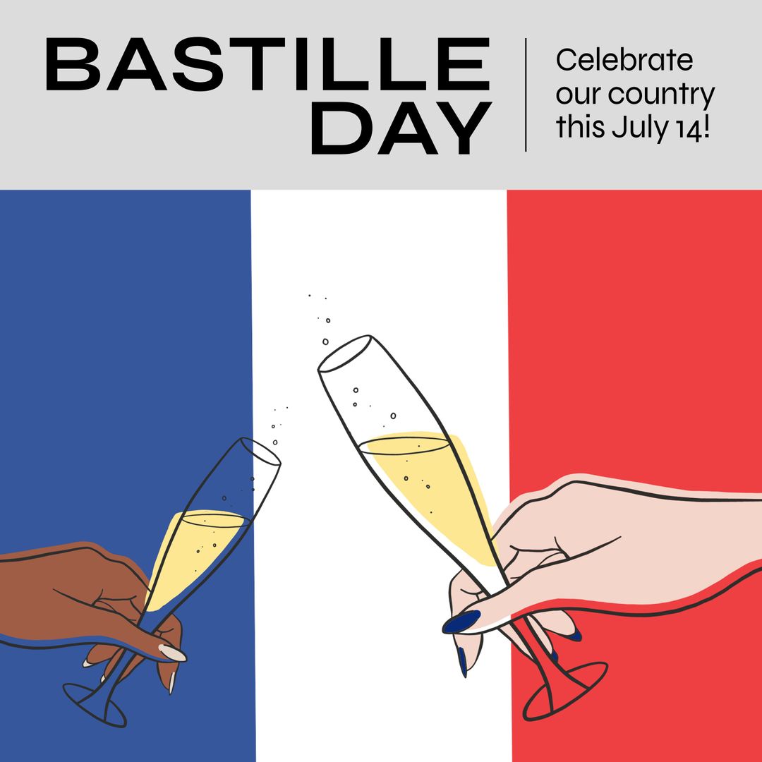 Bastille Day Celebration with French Flag and Champagne Toast