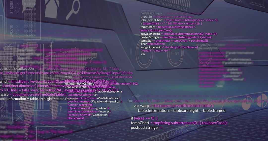 Futuristic Interface with Programming Code and UI Elements