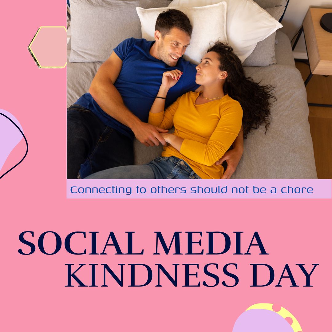 Couple on Bed Promoting Social Media Kindness Day