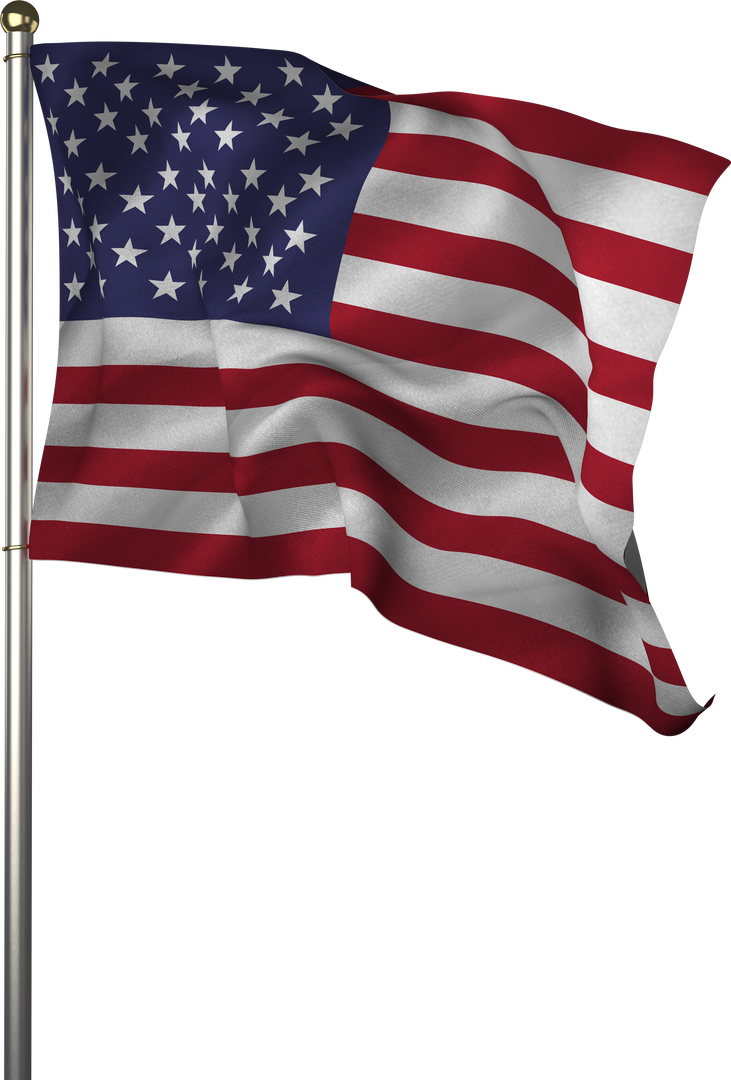 Transparent USA Flag Waving on Metal Flagpole - Download Free Stock Images Pikwizard.com