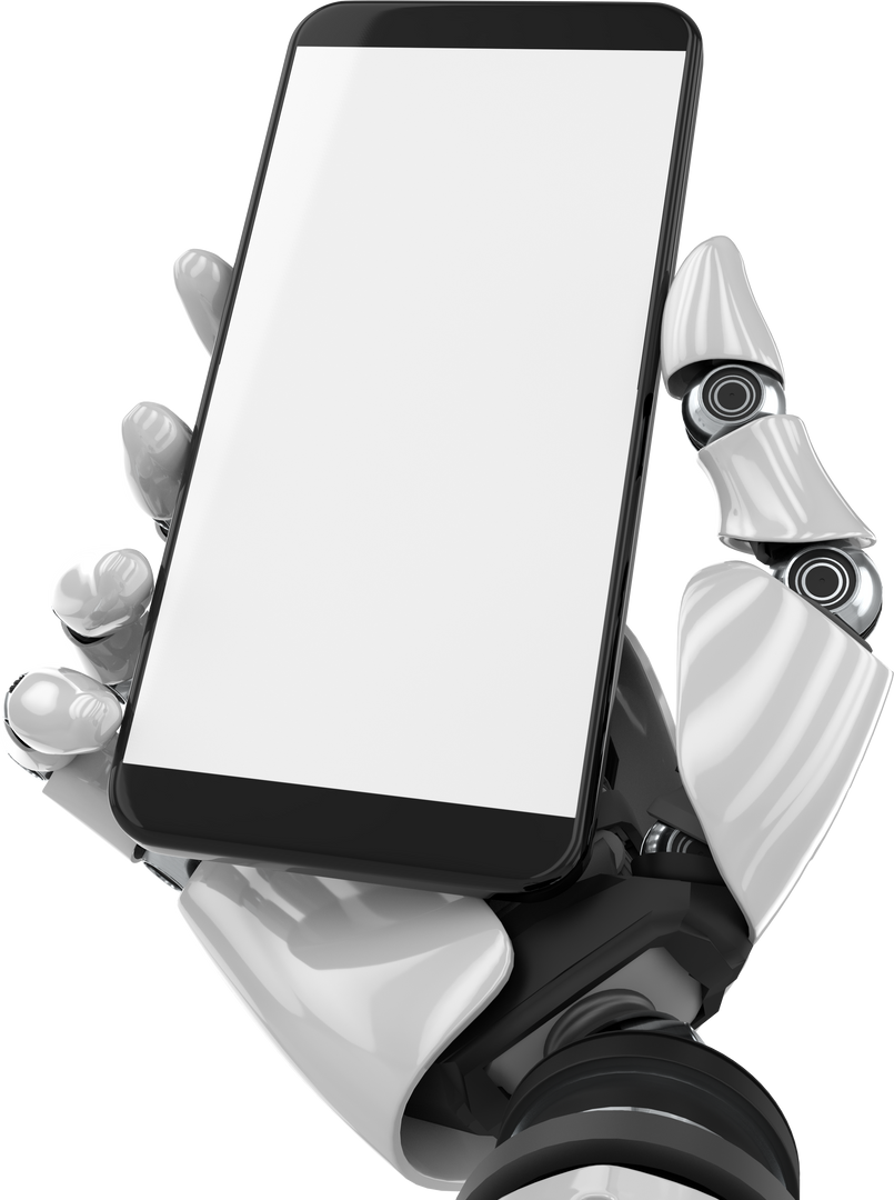 Robot Hand Holding Smartphone, Transparent Background High-Tech Concept - Download Free Stock Images Pikwizard.com