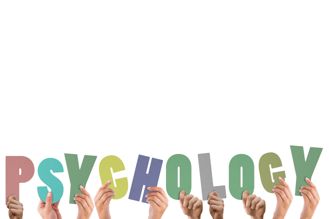 Hands Holding Transparent Psychology Word Shapes Multicolor