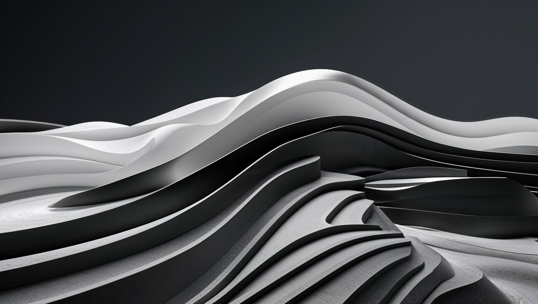 Abstract Wave-Like Monochrome Forms, Futuristic Layers