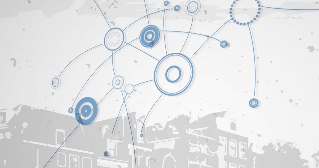 Abstract Digital Network with Futuristic City Skyline