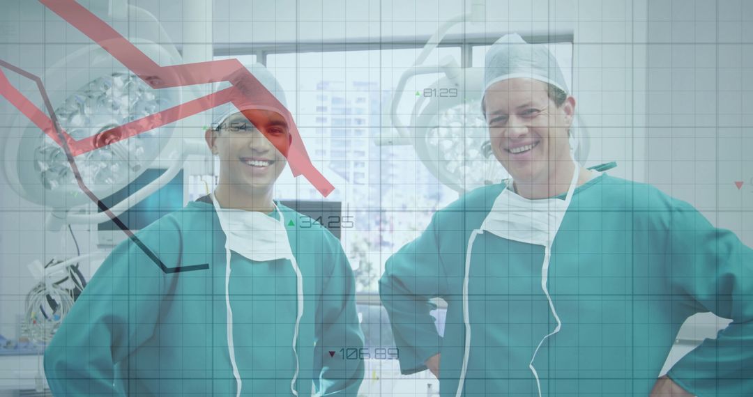 Diverse Male Surgeons Analyzing Data Technology Interface