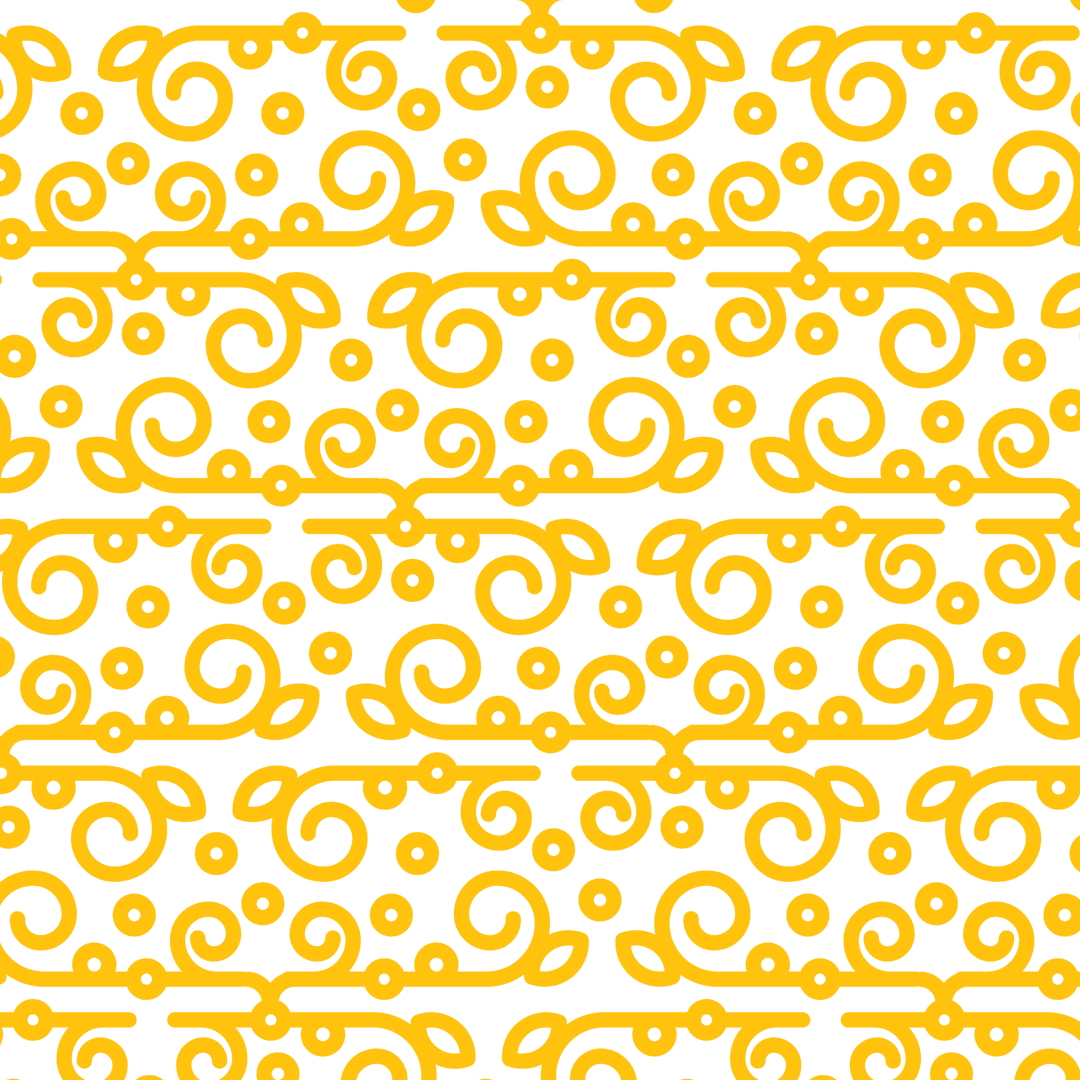 Seamless Yellow Pattern with Swirls on Transparent Background