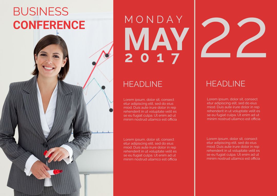 Business Conference Promotional Template with Professional Businesswoman