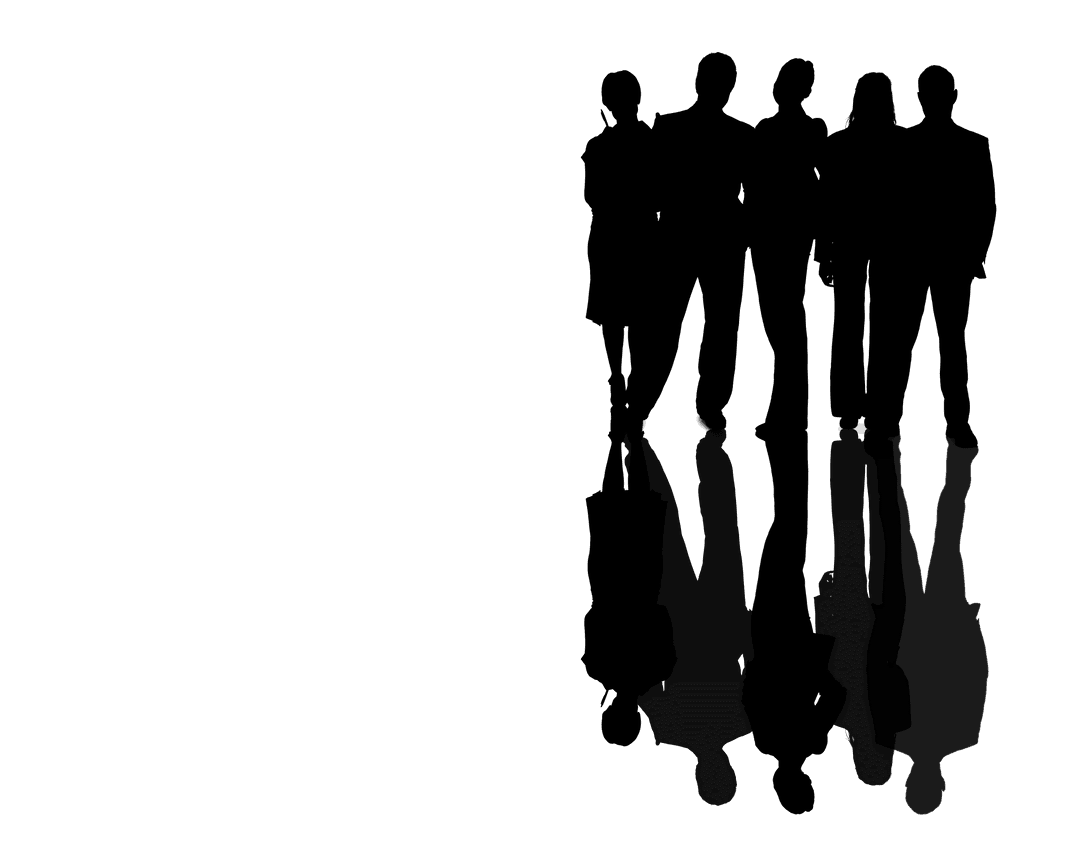 Silhouette of People Standing with Reflections on Transparent Background