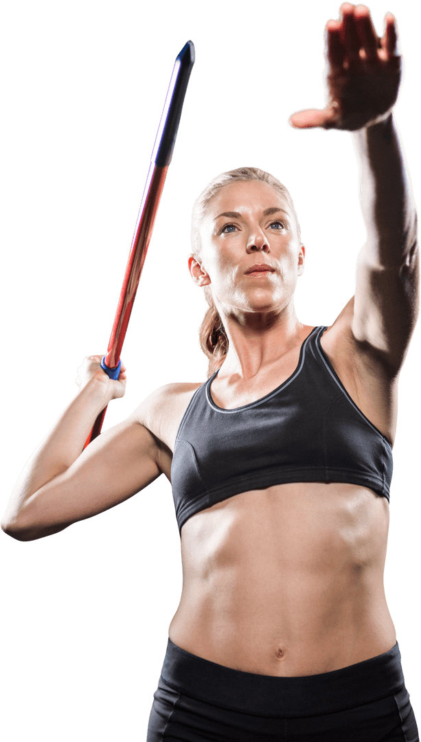 Athlete in Action Transparent Background Javelin Throw