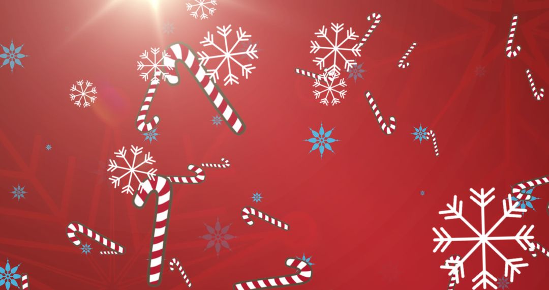 Festive Candy Canes and Snowflakes on Bright Red Background - Free Images, Stock Photos and Pictures on Pikwizard.com