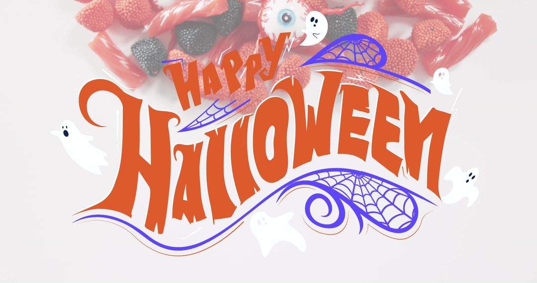 Halloween Celebration with Colorful Candies and Festive Design