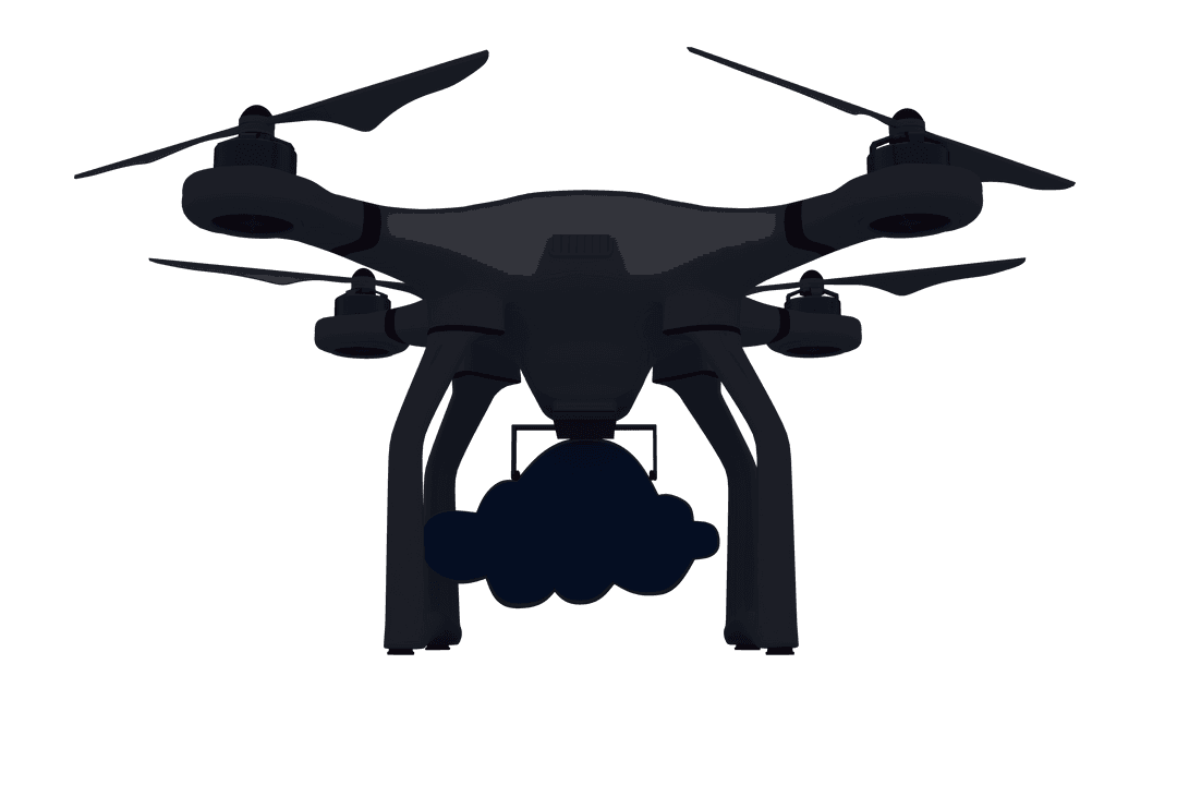 Drone with Attached Cloud Silhouette on Transparent Background