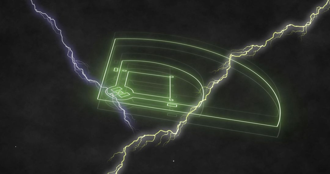 Neon Green Digital Basketball Court with Lightning