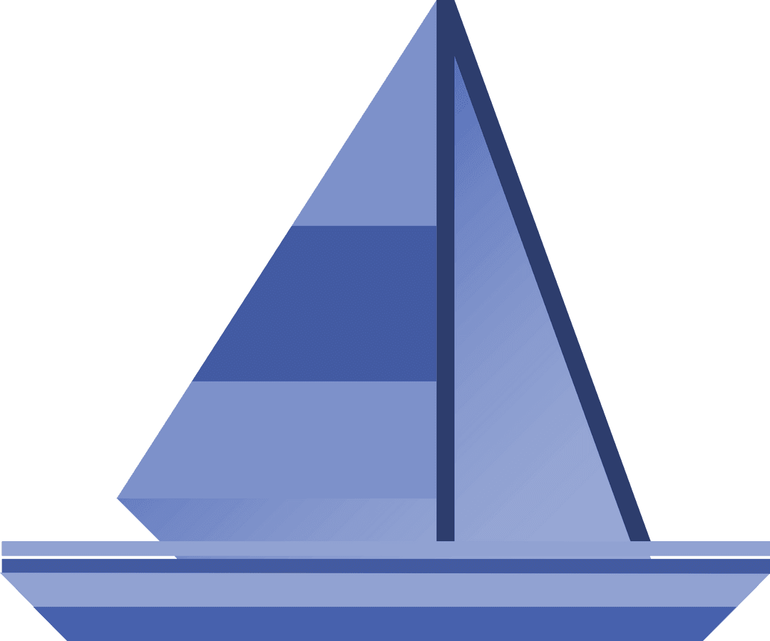 Transparent Sailing Boat Illustration in Blue Tones