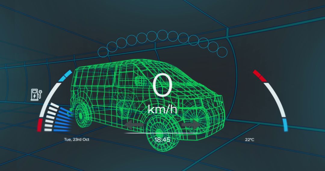 Futuristic Van Design with Digital Speedometer Display