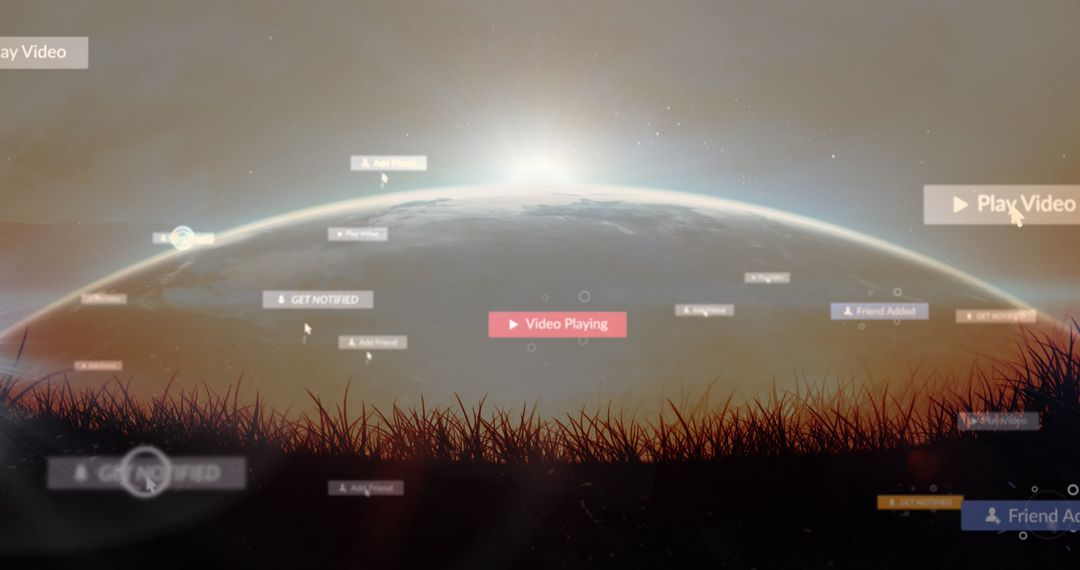 Global Social Media Network with Digital Icons Integration