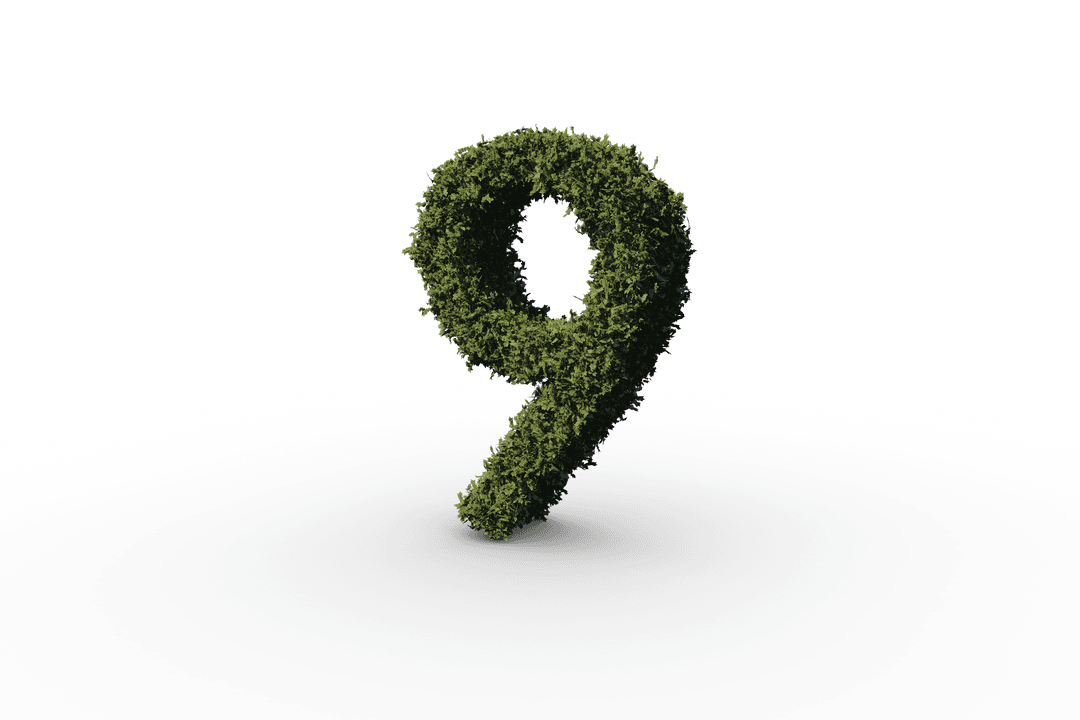 Transparent Grass Number Nine Illustration for Nature Concepts