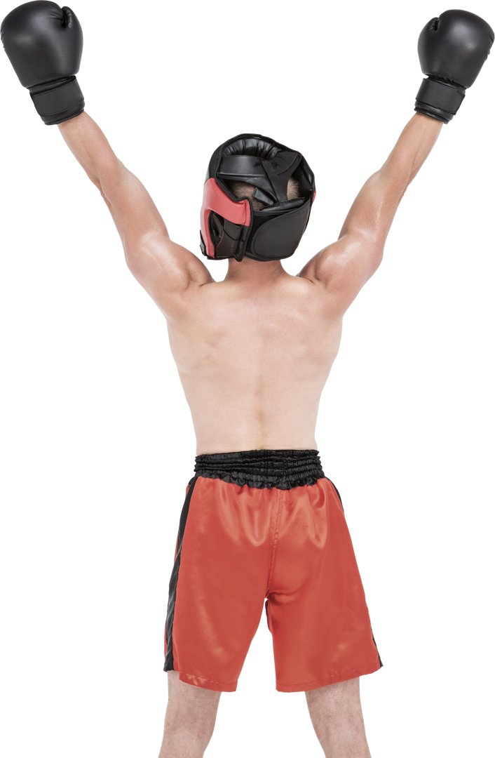 Transparent Boxer Celebrating Victory Arms Raised Protected Sport Gear - Download Free Stock Images Pikwizard.com