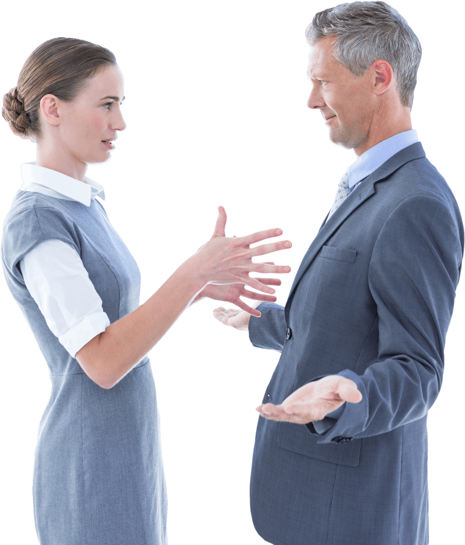 Caucasian Business Discussions with Transparent Background