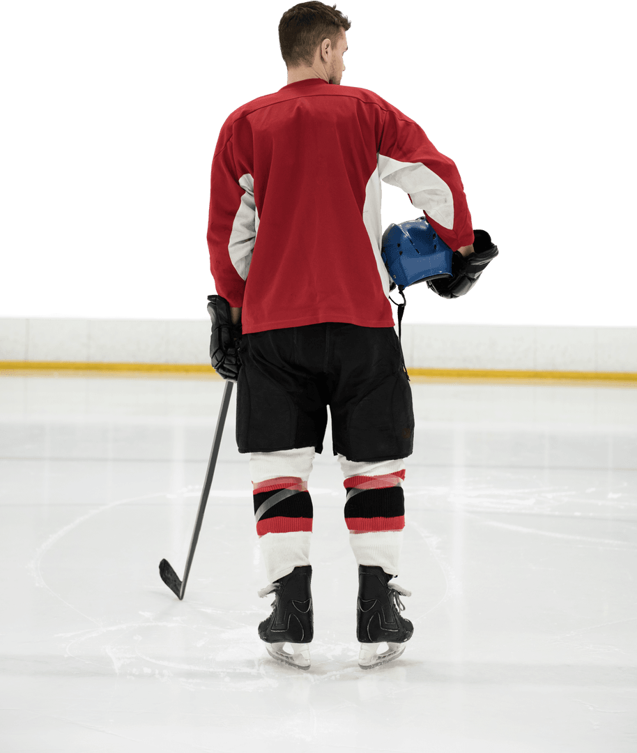 Transparent View of Ice Hockey Player on Ice Rink
