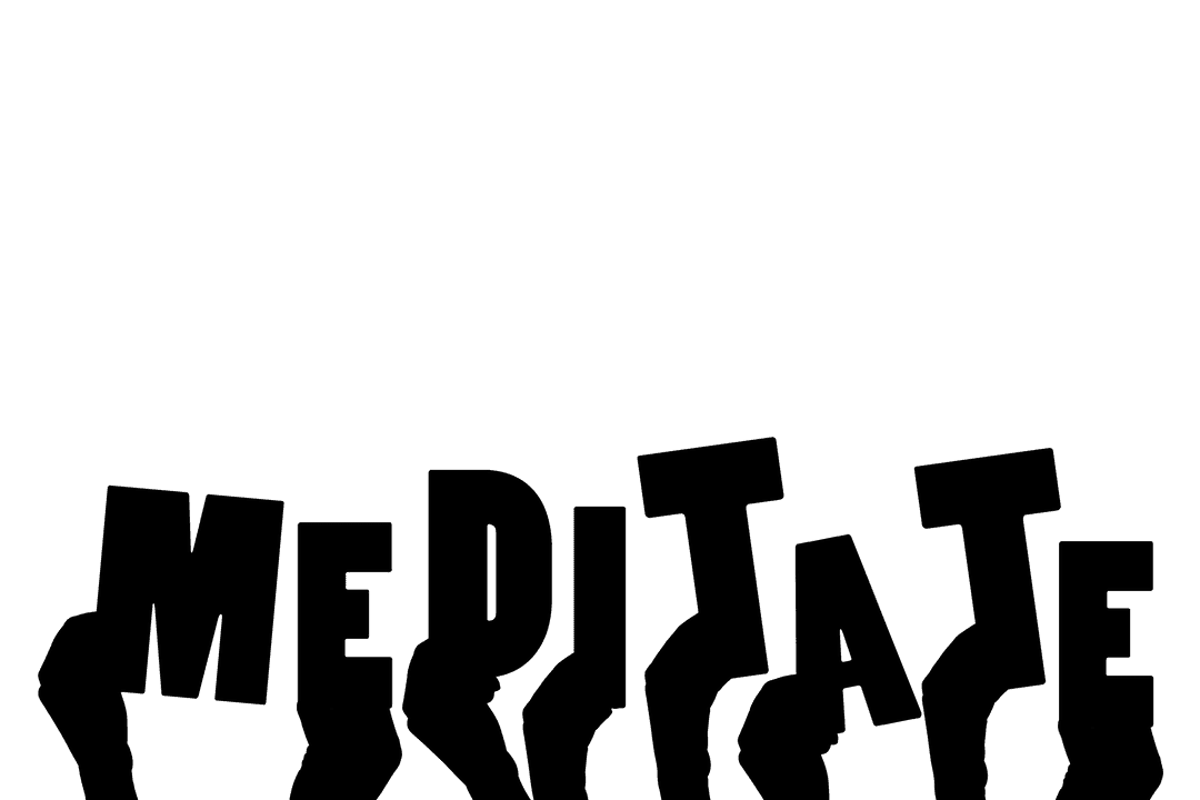 Illustrated Transparent Hands with Meditate Text