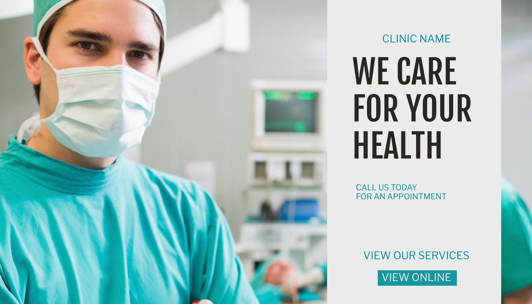 Medical Professional in Surgical Attire Offering Health And Care Message