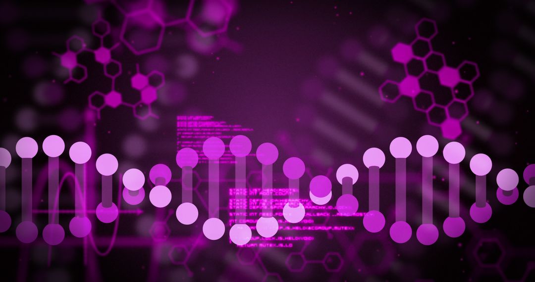 Abstract DNA Strand with Digital Data Visualization