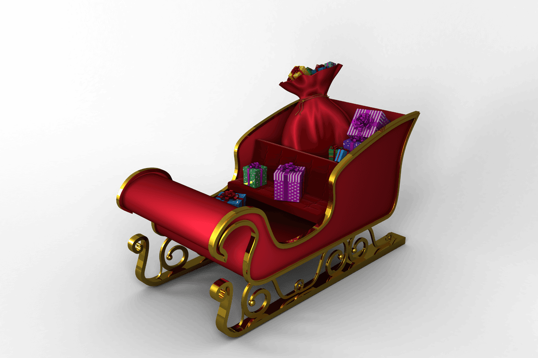 Santa Claus Sleigh Filled Presents Transparent PNG Illustration